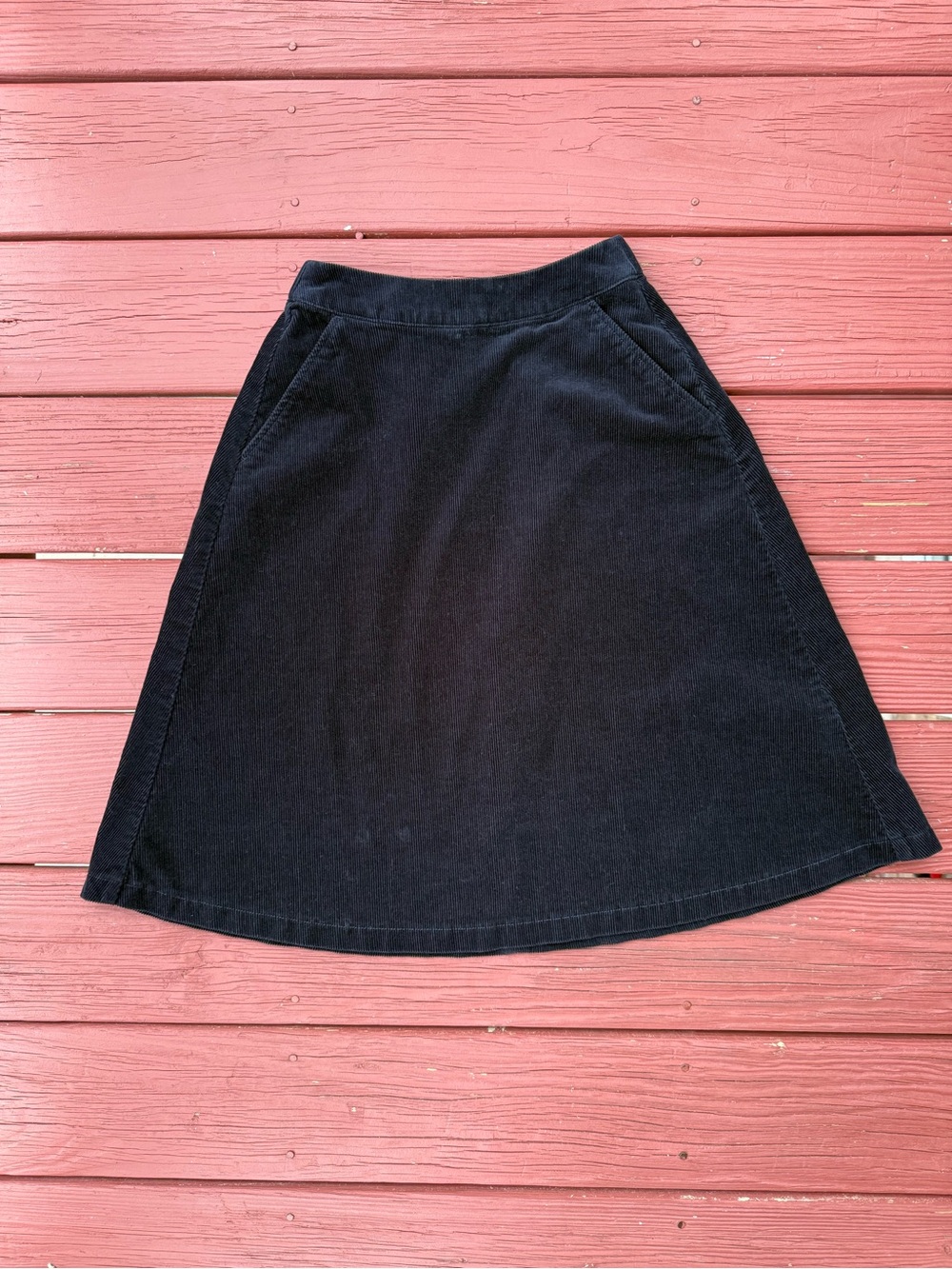 Uniqlo Navy A-Line Corduroy Skirt with Side Pockets
